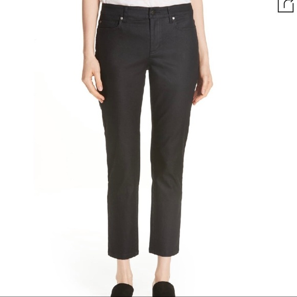 Eileen Fisher Women’s Coated Black Slim Ankle Jean - Picture 1 of 14